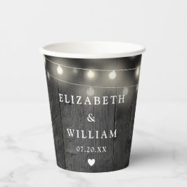 ラスティック ブラック ウッド ボヘミア バーン ウェディング ストリング ライト 紙コップ