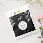 ラスティック ブラック ホワイト ホリデー ビジネス ロゴ クリスマス フェイバーバッグ (封をした状態)