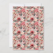 ラスティック ブラッシュピンク フローラル ローズゴールド スイート16 招待状 (裏面)