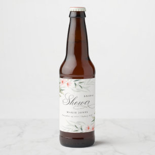 ラスティック ブラッシュ グリーン フローラル ブンチ ブライダル シャワー ビールラベル