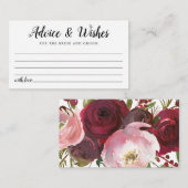 ラスティック ブラッシュ バーガンディ フラワー ウェディング アドバイスカード (正面/裏面)