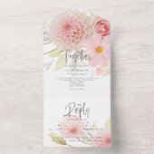 ラスティック ブラッシュ ピンク フラワーズ オールインワン招待状 (内側)