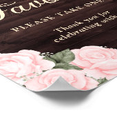 ラスティック ブラッシュ ピンク フラワー ウェディング フェイバー サイン (角)