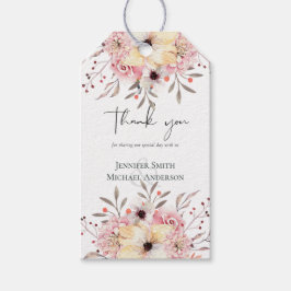 ラスティック ブラッシュ ピンク フローラル セージ ウェディング ギフトタグ