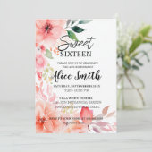 ラスティック ブラッシュ ピンク フローラル ローズ ゴールド スイート シックスティーン 招待状 (スタンド正面)