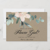 ラスティック ブラッシュ フラワーズ ウォーターカラー 私のフラワーガール 招待状 (正面)