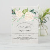 ラスティック ブルームス 水彩 エレガント フローラル アイボリー ローズ 招待状 (スタンド正面)