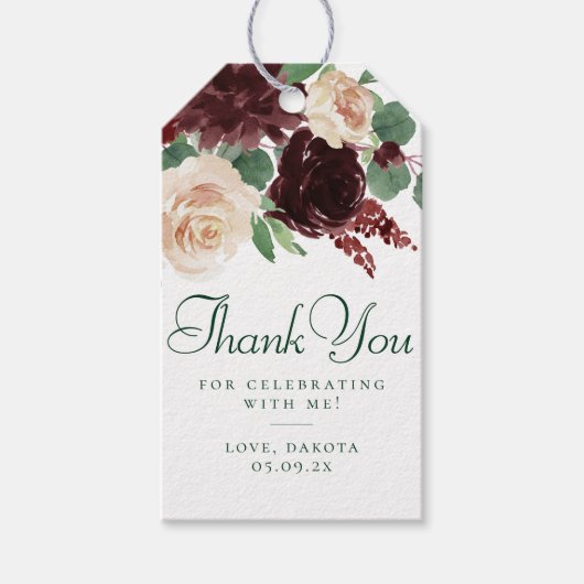 ラスティック ブルーム | テラコッタとマルサラのサンキュー ギフトタグ (正面)