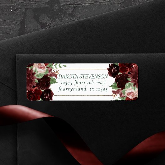 ラスティック ブルーム | テラコッタとマルサラ レッド アドレス ラベル