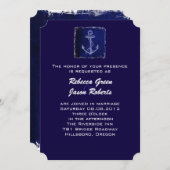 ラスティック ブルー アンカー 海事 ウェディング 招待状 (正面/裏面)