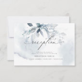 ラスティック ブルー フォリアージ ウォーターカラー レセプション 招待状 (正面)