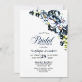 ラスティック ブルー フラワーブライダルシャワー 招待状 (正面)