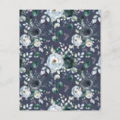 ラスティック ブルー フラワー ハート ウェディング インビテーション (裏面)