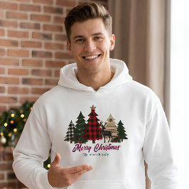 ラスティック プラッド クリスマス ファミリーツリー トナカイ パーカ