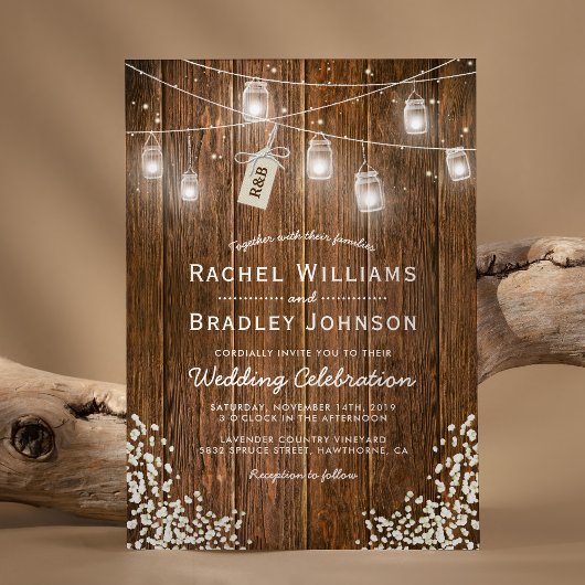 ラスティック ベイビーズ ブレス ジャムジャー ウィンター ウェディング 招待状