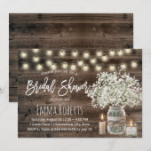 ラスティック ベイビーズ ブレス ジャー & キャンドル ブライダル シャワー 招待状 (正面/裏面)