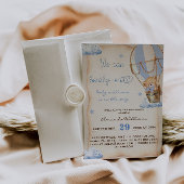 ラスティック ホットエアバルーン テディベア ベイビーボーイ シャワー 招待状