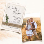 ラスティック ホワイト ウッド エコ ユーカリ フォト ウェディング 招待状