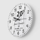 ラスティック ホワイト ウッド 結婚20周年 オーダーメイド ラージ壁時計 (傾斜)