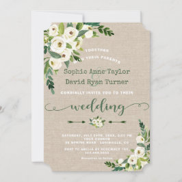 ラスティック ホワイト フラワーズ バルーン 手書き ウェディング 招待状