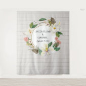 ラスティック ホワイト マグノリア ピンク フラワーズ ウェディング バックドロップ タペストリー (正面)