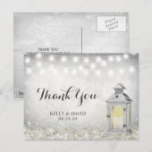 ラスティック ホワイト ランタン カントリー ウェディング サンクス ポストカード (正面/裏面)