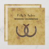 ラスティック ホースシュー ディストレスド BG SQ ウェディング 招待状 (正面/裏面)