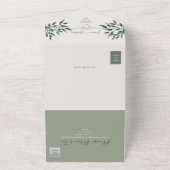 ラスティック ボタニカル オリーブグリーン ウェディング オールインワン招待状 (外側)