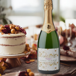 ラスティック ボタニカル ブライダル シャワー カスタマイズ スパークリングワインラベル