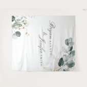 ラスティック ボタニカル ユーカリ グリーン ウェディング タペストリー (正面(横))