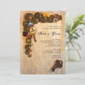 ラスティック ボタン ウェディング 招待状 (スタンド正面)