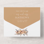 ラスティック ボヘミアンフラワー ウォーターカラー ウェディング オールインワン招待状 (裏面)