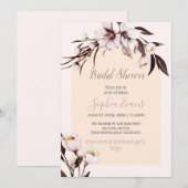 ラスティック ボヘミアンホワイト＆クリーム フラワーブライダルシャワー 招待状 (正面/裏面)