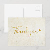 ラスティック ボホ ゴールド ハート スクリプト サンクス ポストカード (正面/裏面)