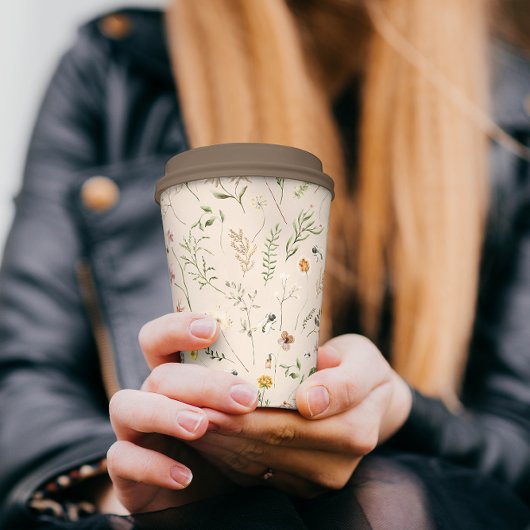 ラスティック ボホ ワイルドフラワーズ ベイビー シャワー ペーパー カップ 紙コップ