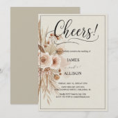 ラスティック ボーホー おめでとう ニュートラル フラワーの招待状 招待状 (正面/裏面)