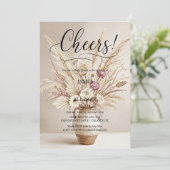ラスティック ボーホー おめでとう ニュートラル フラワー 招待状 (スタンド正面)