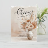 ラスティック ボーホー お祝い ニュートラル フラワーの招待状 招待状 (スタンド正面)