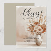 ラスティック ボーホー お祝い ニュートラル フラワーの招待状 招待状 (正面/裏面)