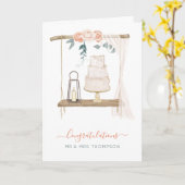 ラスティック ボーホー お祝い 新婚夫婦 名前 ウェディングケーキ カード (黄色い花)