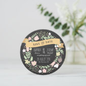 ラスティック ボーホー ウェディング ワイヤー チョークボード フォト セーブ・ザ・デート (スタンド正面)