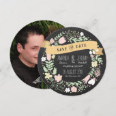 ラスティック ボーホー ウェディング ワイヤー チョークボード フォト セーブ・ザ・デート (正面/裏面)