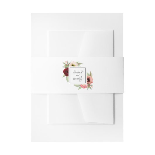 ラスティック ボーホー ウォーターカラー フラワー ウェディング 招待状ベリーバンド (正面例)