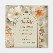 ラスティック ボーホー オレンジ色の焦茶色 アイボリー オリーブ 緑 結婚式 救出の日 マグネット (正面)