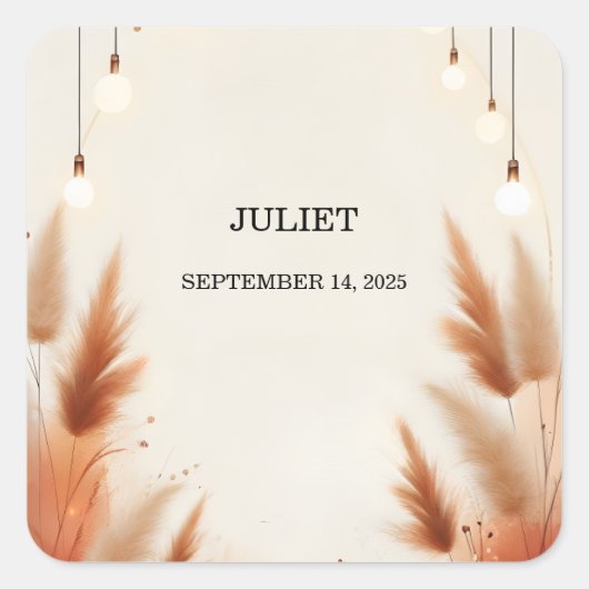 ラスティック ボーホー オータム オンブレ ブラウン ブライダルシャワー スクエアシール (正面)