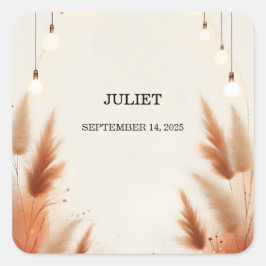 ラスティック ボーホー オータム オンブレ ブラウン ブライダル シャワー スクエアシール