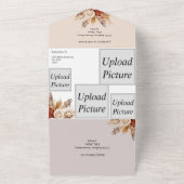 ラスティック ボーホー オータム フラワーズ オールインワン ウェディング カード (外側)