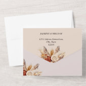 ラスティック ボーホー オータム フラワーズ オールインワン ウェディング カード (裏面)