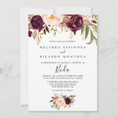 ラスティック ボーホー カラフル フラワースペインの結婚式 招待状 (正面)