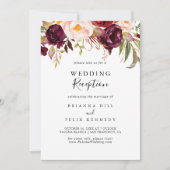 ラスティック ボーホー カラフル フラワー ウェディング レセプション 招待状 (正面)